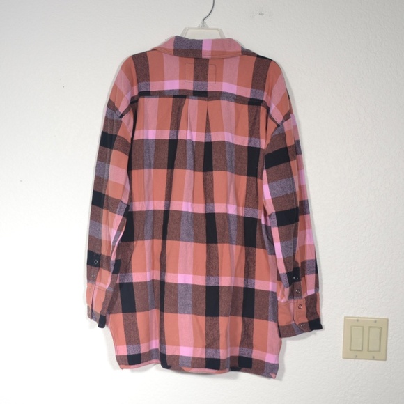 NEW FREE PEOPLE IZZY PLAID FLANNEL SHIRT, LARGE - Picture 4 of 11